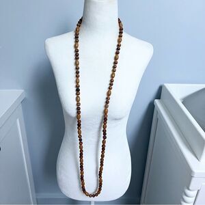🍭6/$30 Long brown beaded two-way boho necklace